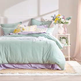 Washed+Linen+Look+Sage+Green+Queen+Quilt+Cover+Set+by+Essentials