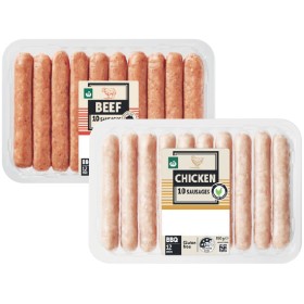 Woolworths-Beef-Pork-or-Chicken-Sausage-or-Chipolata-Varieties-550g on sale