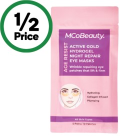 MCoBeauty-Age-Resist-Active-Gold-Hydrogel-Night-Repair-Eye-Masks-Pk-5 on sale