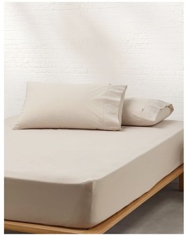 Vue+Stonewashed+Cotton+Fitted+Sheet+in+Biscuit