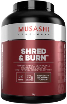 Musashi+Shred+%26amp%3B+Burn+Protein+Powder+Chocolate+Milkshake+2kg