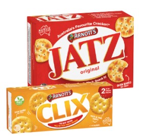 Arnott%26rsquo%3Bs+Jatz+225g%2C+Clix+or+Salada+Crackers+250g+Selected+Varieties