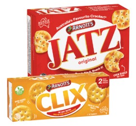 Arnott%26rsquo%3Bs+Jatz+225g%2C+Clix+or+Salada+Crackers+250g+Selected+Varieties