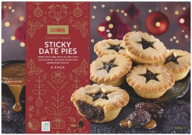 NEW+Coles+Christmas+Sticky+Date+Pies+6+Pack+360g