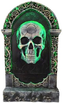 NEW+Tombstone+with+Skull+%26amp%3B+LED+50cm+Ea
