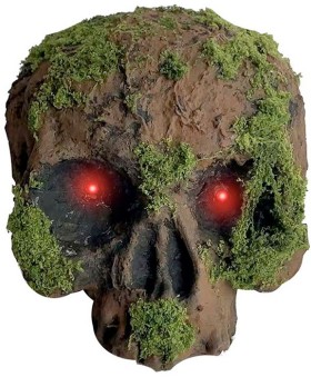 NEW+Skull+with+Moss+%26amp%3B+LED+Eyes+18cm+Ea