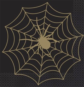 NEW+Halloween+Spider+Web+Gold+Lunch+Napkin+Ea