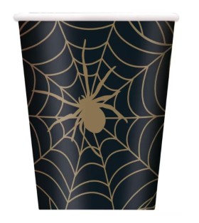 NEW+Halloween+Spider+Web+Gold+Cup+Paper+Ea