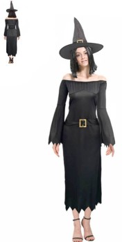 NEW+Costume+Witch+Black+Adult+Ea