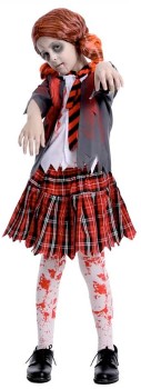 NEW+Costume+Zombie+School+Girl+Child+Large+Ea