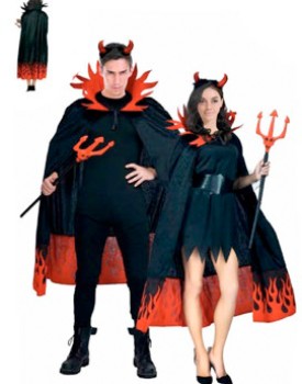 NEW+Costume+Devil+Fire+Cape+%26amp%3B+Headpiece+Set+Ea