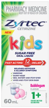 Zyrtec+Kids+Allergy+%26amp%3B+Hayfever+Relief+Bubblegum+Flavour+Oral+Liquid+60mL