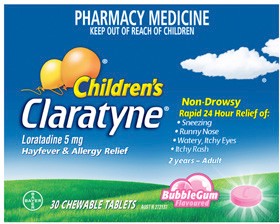Claratyne+Children%26rsquo%3Bs+Hayfever+%26amp%3B+Allergy+Relief+Bubblegum+Flavour+30+Chewable+Tablets