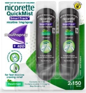 Nicorette+QuickMist+Smart+Track+Mouthspray+%2B+App+Freshmint+2+x+150+Sprays