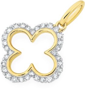 9ct-Gold-Diamond-Clover-Pendant on sale