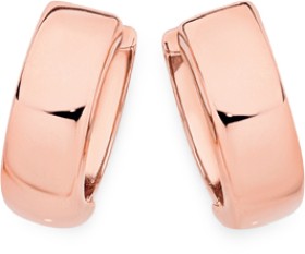 9ct-Rose-Gold-10mm-Huggie-Earrings on sale