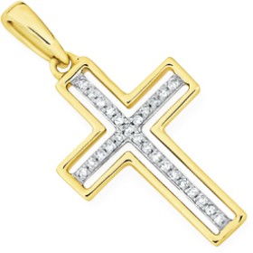 9ct-Gold-Diamond-Cutout-Cross-Pendant on sale