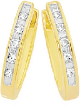 9ct+Gold+Diamond+Huggies