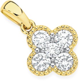 Alora-9ct-Gold-12-Carat-TW-Lab-Grown-Diamond-Clover-Pendant on sale
