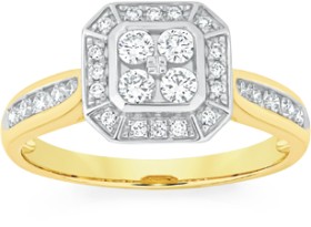 Alora-9ct-Gold-12-Carat-TW-Lab-Grown-Diamond-Asscher-Cluster-Ring on sale