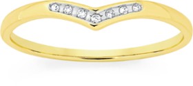 9ct+Gold+Diamond+Curved+Band