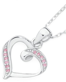Sterling-Silver-Cubic-Zirconia-Heart-Pendant on sale