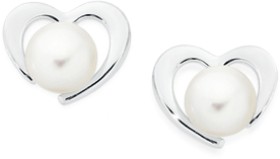 Sterling+Silver+Pearl+Open+Heart+Stud+Earrings