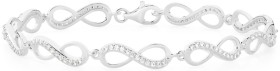 Sterling+Silver+Cubic+Zirconia+19cm+Infinity+Link+Bracelet