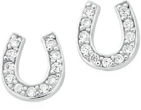 Sterling-Silver-Cubic-Zirconia-Horseshoe-Stud-Earrings on sale