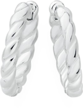 Sterling+Silver+Polished+Twist+15mm+Huggie+Earrings