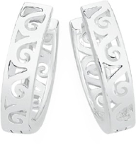 Sterling-Silver-Scroll-Huggie-Earrings on sale
