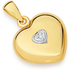 9ct+Gold+Diamond+Puff+Heart+Pendant