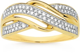 9ct-Gold-Diamond-Swirl-Crossover-Ring on sale