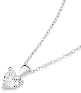 Sterling-Silver-Heart-Cubic-Zirconia-Solitaire-Pendant on sale