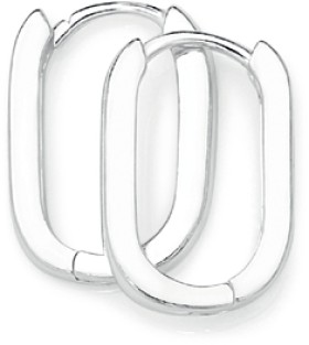 Sterling+Silver+Oblong+Solid+Huggie+Earrings