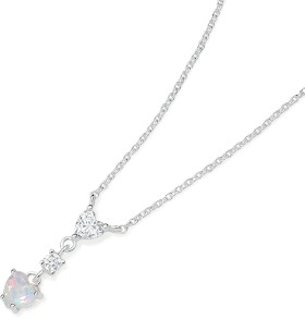 Sterling-Silver-Heart-Man-Made-Opal-Cubic-Zirconia-45cm-Necklet on sale