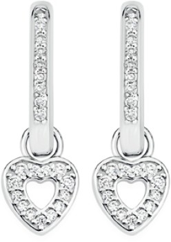 Sterling-Silver-Cubic-Zirconia-Heart-Charm-Huggie-Earrings on sale