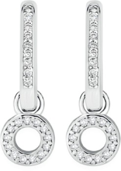 Sterling+Silver+Cubic+Zirconia+Circle+Charm+Huggie+Earrings