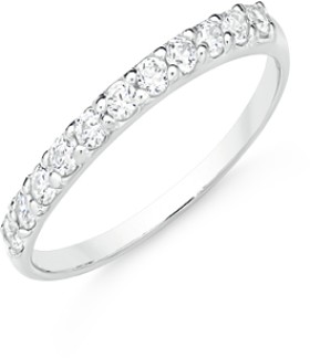 Sterling+Silver+Cubic+Zirconia+Half-Eternity+Ring+Size+O