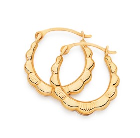 9ct-Gold-10mm-Scalloped-Creole-Earrings on sale