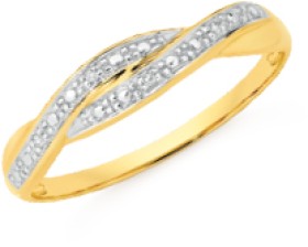 9ct+Gold+Diamond+Plait+Ring