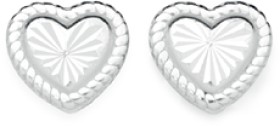 Sterling+Silver+Rope+Edge+Heart+Stud+Earrings
