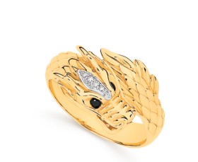 9ct-Gold-Diamond-Sapphire-Dragon-Mens-Ring on sale