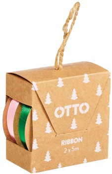 Otto+Christmas+Satin+Ribbon+5m+2+Pack+Festive+Fresh