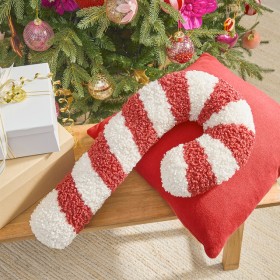 Candy+Cane+Sherpa+Christmas+Cushion+by+Pillow+Talk
