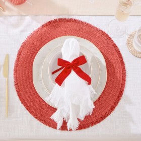 Jessie+Red+Velvet+Bow+Napkin+Tie+4+Pack+by+Pillow+Talk