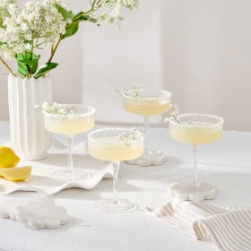 Mila-Ribbed-Cocktail-Coupe-Crystal-Glass-Set-of-4-by-MUSE on sale