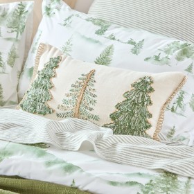 Holiday-Pine-Embroidered-Christmas-Tree-Oblong-Cushion-by-Pillow-Talk on sale