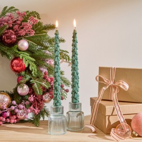 Green+Christmas+Tree+Taper+Candle+2+Pack+by+Habitat