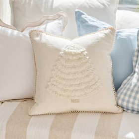 Christmas-Tree-Embroidered-Pearl-Square-cushion-by-Pillow-Talk on sale